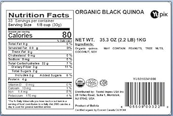 Yupik Organic Royal Black Quinoa, Non-Gmo, Gluten Free, Kosher, 2.2 Lb, High In Fibre, Iron, Lysine, Magnesium & Riboflavin, Plant Based Protein, Great Substitute For Rice & Pasta