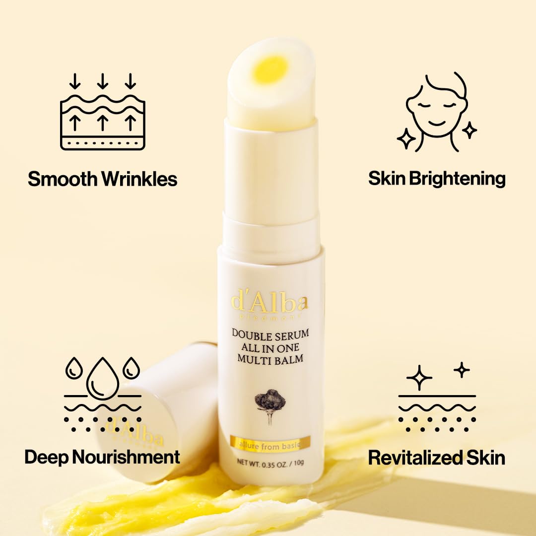 D'Alba Piedmont Italian White Truffle Double Serum All-In-One Multi Balm, Vegan Skincare With Vitamin C And Vegan Collagen, 3-In-1 Anti Wrinkle, Eye Treatment, Dark Spot Remover : Beauty & Personal Care