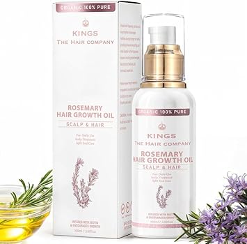 Kings 100% Natural Rosemary Oil With Biotin, Promotes Hair Growth & Prevents Loss, Organic Rosemary Oil For Hair Growth - Hair Fall Solution For Dry, Damaged Hair For Men And Women – 100 Ml