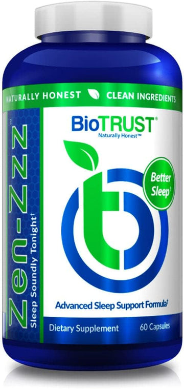 Biotrust Zen-Zzz, Non-Habit-Forming Sleep Support Supplement — Melatonin, L-Theanine, Glycine, Magnesium, Lemon Balm, Passion Flower, Chamomile — 60 Capsules