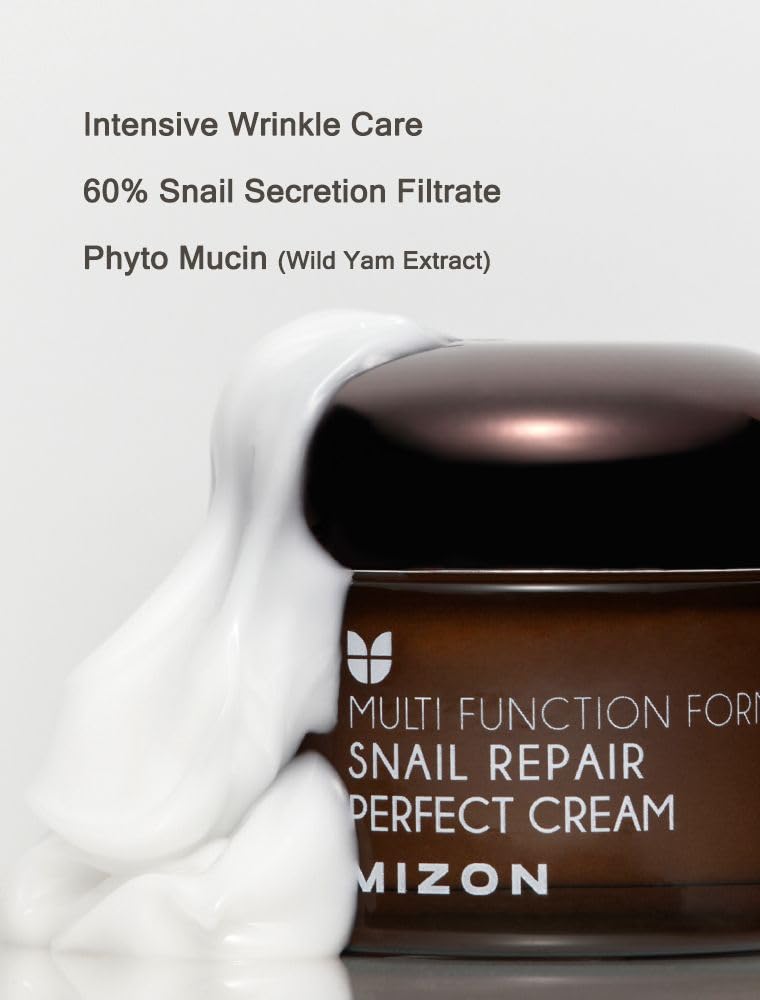 Mizon Snail Repair Perfect Cream, Snail Mucin, Niacinamide, Phyto Mucin, Adenosine, Deep Hydration, Wrinkle-Care, Nutrition, Paraben Free, Korean Skin-Care (50Ml 1.69 Fl Oz) : Beauty & Personal Care