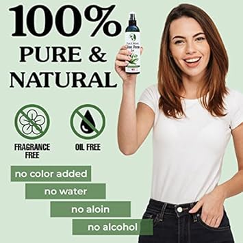 Earth's Daughter Organic Aloe Vera Gel from 100% Pure and Natural Cold Pressed Aloe - Great for Face - Hair - Acne - Sunburn - Bug Bites - Rashes - Eczema - 8 Oz