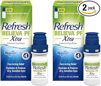 Refresh Relieva Xtra Preservative-Free Tears Lubricant Eye Drops, 0.33 Fl Oz (10 Ml) (Pack Of 2)
