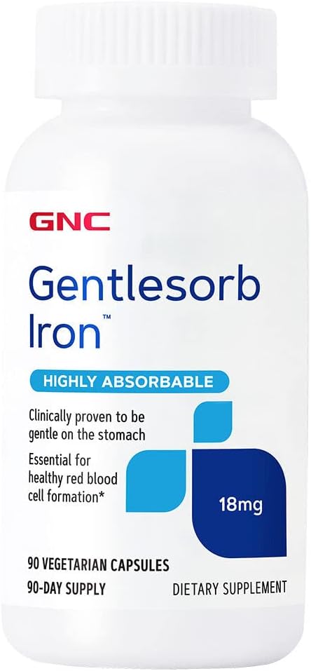 Gnc Gentlesorb Iron 18Mg | Required For Proper Red Blood Cell Formation | Gentle Formula | 90 Count