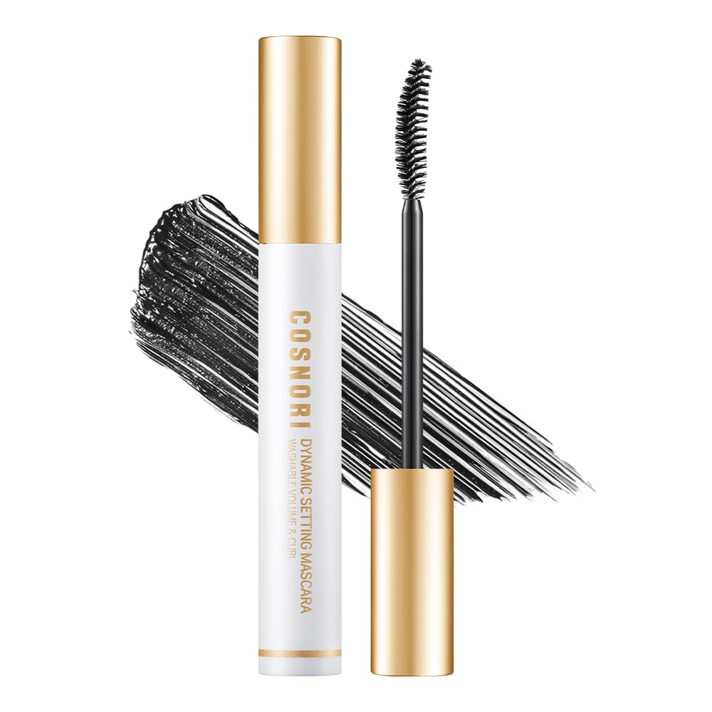 Cosnori Dynamic Setting Washable Mascara Volume&Curl 01 Black – Long-Lasting Volumizing Mascara, Voluminous Lash, Lighrweight, Matte Finish, Nutrient Nourishment, Silk Amino Acids, Hyaluronic Acid, Panthenol, 0.23Fl Oz (7Ml)