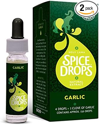 Holy Lama Spice Drops Garlic Extract - Natural Cooking Ingredient, Seasoning For Savoury, Curry, Asian, Salad, Healthy Recipes 2 X 5Ml Bottles