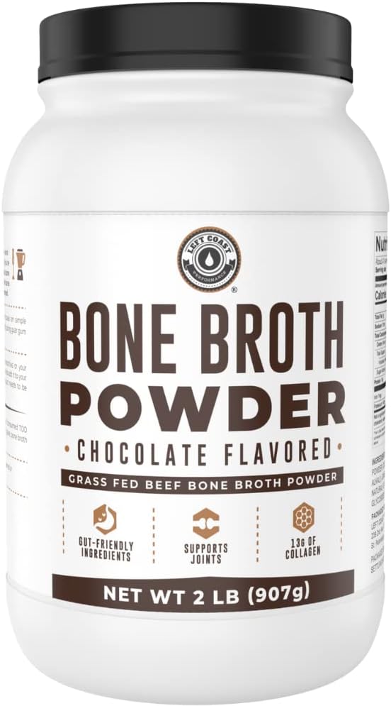 Bone Broth Protein Powder, Chocolate, Grass Fed 2lbs, 42 servings 16g protein, 13g Collagen. Low Carb, 2 net Carb, Dairy Free, Keto Friendly Bone Broth Protein Supplement with Collagen Types I & III