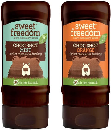 Sweet Freedom - CHOC SHOT Orange and Mint for Hot Chocolate & Drizzling - Only 13 Calories Per Teaspoon - For Milk Shakes, Desserts, Pancakes - Healthy Baking - Vegan & Plant Based - 320g, Pack of 1 : Amazon.co.uk: Grocery