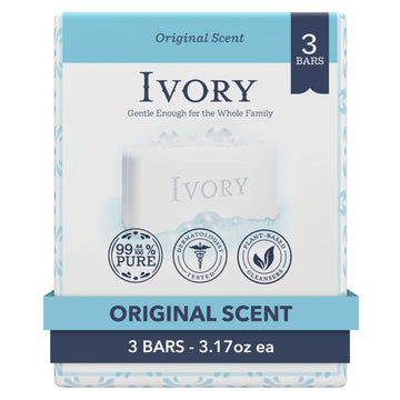 Ivory Original Bath Bar Soap With Notes Of Aloe Scent, 3.17 Oz (Pack Of 3)