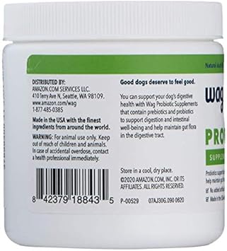 Amazon Brand - Wag Probiotic Supplement Chews For Dogs, Natural Duck Flavor, 90 Count