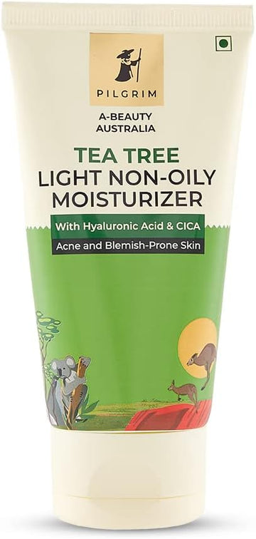 Pilgrim Australian Tea Tree Oil Free For Face For Oily & Acne Prone Skin With Hyaluronic Acid & Cica |Tea Tree Light Non-Oily For Face | Face For Women & Men | 80 Gm