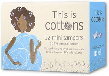 Cottons 100% Natural Cotton Teen Tampons, Mini (Light Flow), tampons regular without Chemicals, Biodegradable (Pack of 1)