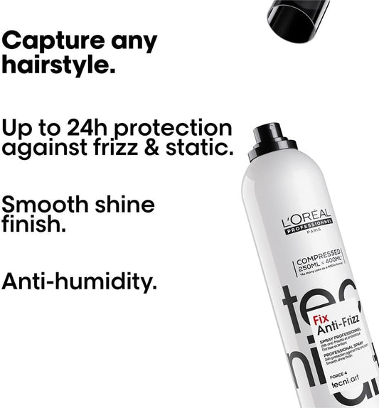 L'Oréal Professionnel Tecni.Art Fix Anti-Frizz Hair Spray, Controls The Look Of Frizz, 250 Ml
