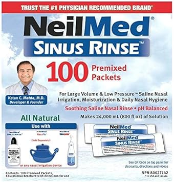 Neilmed Sinus Rinse Refill Packets, 100 Ct ( Package may vary) : Health & Household