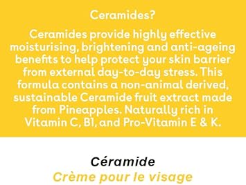 Q+A Ceramide Barrier Defence Face Cream (50g), Hydrating Moisturiser with Pineapple Ceramides, Pro Vitamin E and Squalane, Natural Face Care, Fragrance Free Skincare, Brightening Face Cream : Amazon.co.uk: Beauty