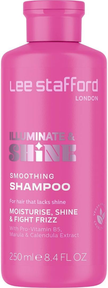 Lee Stafford Smoothing Shampoo | Illuminate & Shine - Best For Dry Dull Hair, Lightweight Clarifying Gel For A High Gloss Sleek Silk Shiny Finish, Infused With Marula Oil For Rich Moisture, 250 Ml