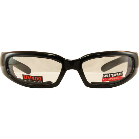 Global Vision Chicago Padded Riding Glasses (Black Frame/Clear Lens)