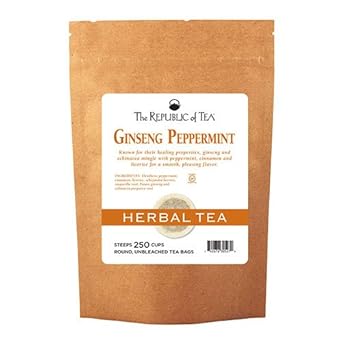 The Republic Of Tea Ginseng Peppermint Herbal Tea, 250 Tea Bag Bulk