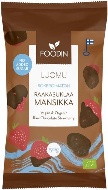 Foodin Organic Raw Chocolate No Added Sugar Strawberry 50G