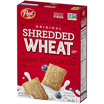 Post Original Shredded Wheat, Whole Grain, Non-GMO, Heart Healthy Breakfast Cereal, Box, 16.4 Ounce (Pack of 6)