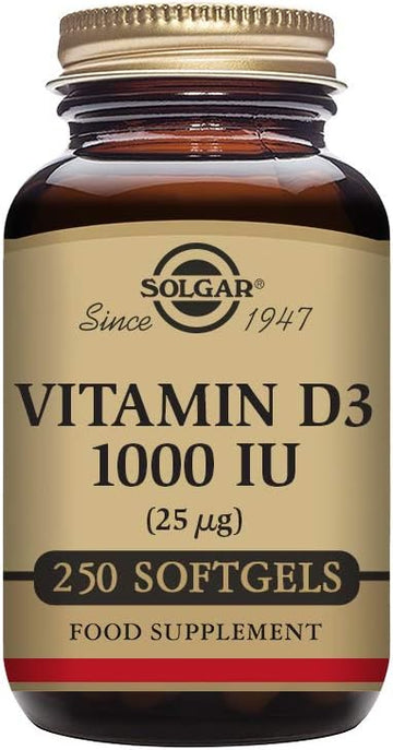 Solgar Vitamin D3 (Cholecalciferol) 25 Mcg (1000 Iu), 250 Softgels - Helps Maintain Healthy Bones & Teeth - Immune System Support - Non-Gmo, Gluten Free, Dairy Free - 250 Servings