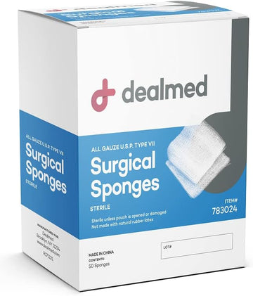 Dealmed Sterile Gauze Pads – 25 Count, 12-Ply, 4’’ X 4’’ Gauze Pads, Packages Of Two, Disposable, Individually Wrapped Medical Gauze Pads, Wound Care Product For First Aid Kit And Medical Facilities