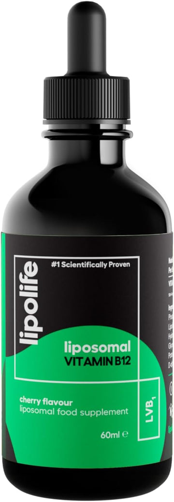 Vegan Liposomal Vitamin B12 High Strength | 60 Days Supply | Lipolife Lvb1| B12 Sublingual | Liposomal B12 For Rapid Absorption To Boost Energy And Reduce Fatigue