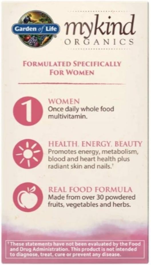 Garden Of Life Mykind Organics Women Once Daily Whole Food 60 Vegan Tablets Health Energy Beauty Multivitamin