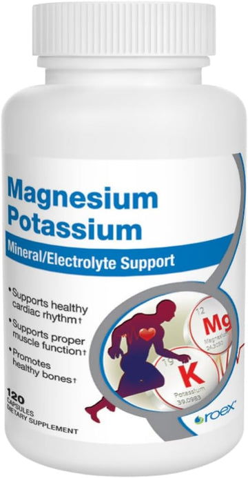 Roex Vitamins | Magnesium Potassium | Overall Health | Cellular Function | Dietary Supplements, 120 Count