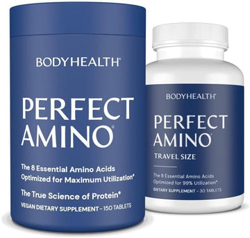 Bodyhealth Perfectamino Tablets (150Ct Plus 30Ct Travel Bottle), Essential Amino Acid With Bcaas + Lysine, Phenylalanine, Threonine, Methionine, Tryptophan, Supplement For Recovery & Strength