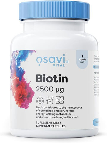 Osavi Biotin 2,500 µg – 60 Vegan Capsules | Essential Beauty Vitamin For Healthy Hair, Skin & Nails | Supports Metabolism & Nervous System | Clean Label | Vegan–Friendly