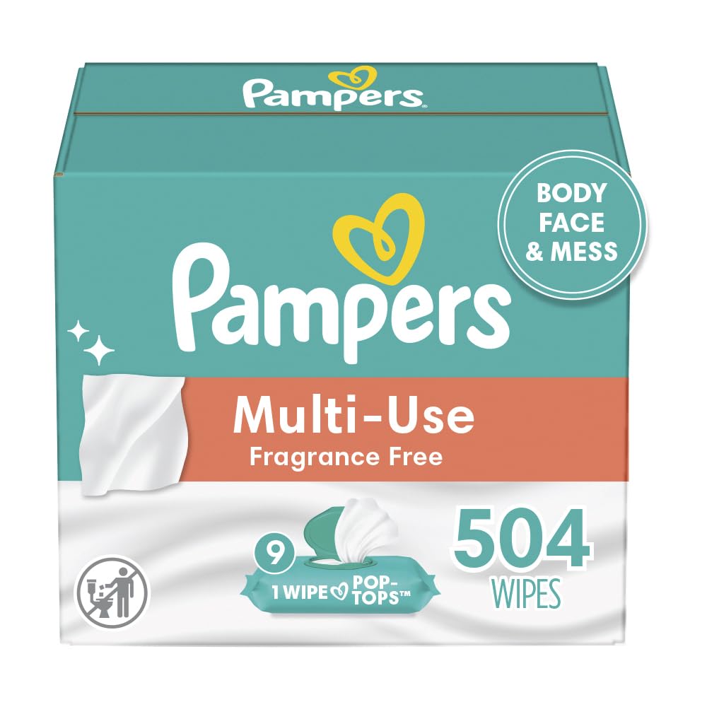 Pampers Baby Wipes Multi-Use Fragrance Free 9X Pop-Top Packs 504 Count