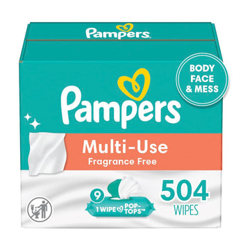 Pampers Baby Wipes Multi-Use Fragrance Free 9X Pop-Top Packs 504 Count