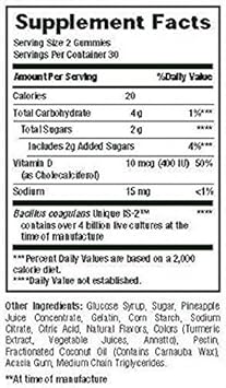 Nature'S Bounty Probiotic Gummies, Dietary Supplement, For Digestive Health, Natural Fruit Flavors, 2 Pack, 120 Gummies