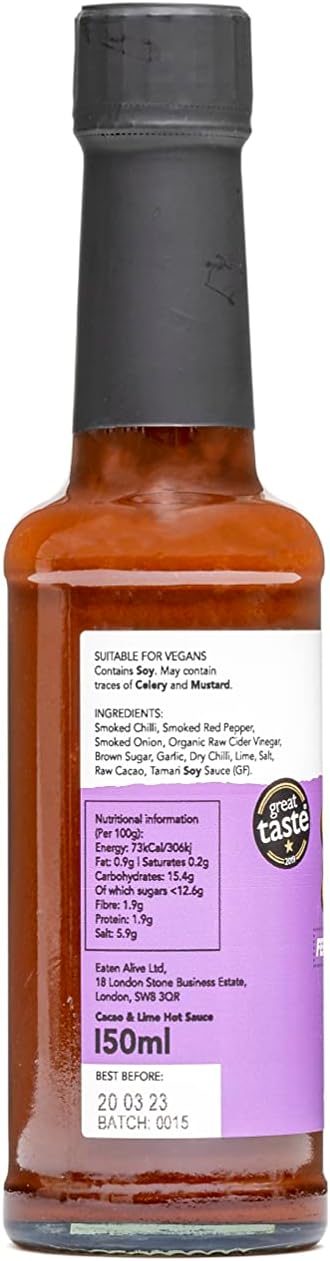 Eaten Alive Award Winning Cacao & Lime Fermented Hot Sauce (150Ml) Previously 'Chocolate Bbq'