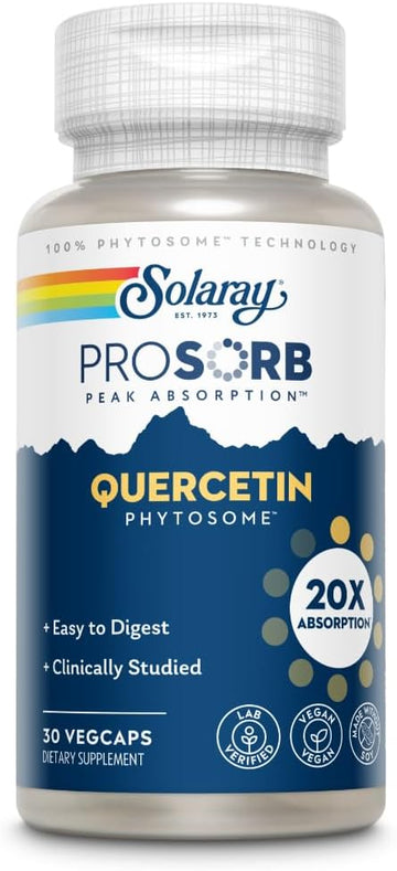 SOLARAY Quercetin Phytosome - 20X Absorption - Easy-to-Digest Antioxidants Supplement for Overall Health Support - Vegan and Made Without Soy - 60-Day Guarantee - 30 Servings, 30 VegCaps