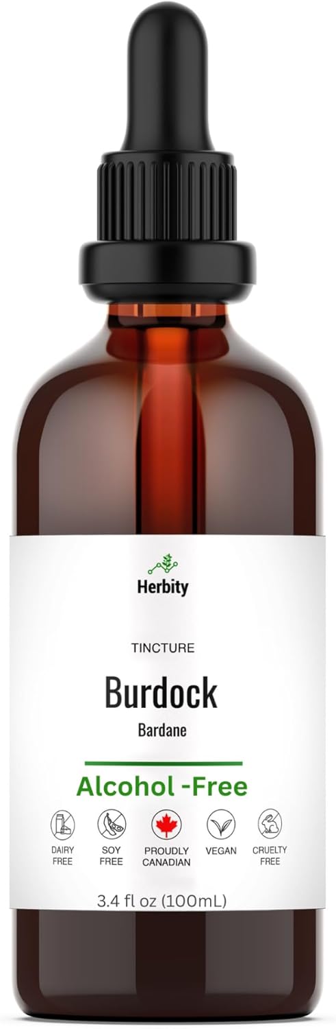 Burdock Root Tincture – Alcohol-Free Herbal Extract For Detox, Digestion & Antioxidant Support – Vegan, No Added Suga Supplement – 3.4 Fl Oz (100 Ml)