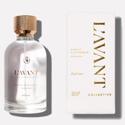 L'avant Collective Room Spray Fresh Linen - Aerosol Home Fragrance Gifts, Long Lasting Air Freshener Deodorizer Nonstop Freshness Essential Oil Notes of Lavender, Geranium, Ylang Ylang 3.4 Oz