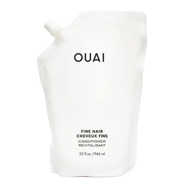 OUAI Fine Hair Conditioner Refill - Volumizing Conditioner Made with Keratin, Biotin and Chia Seed Oil - Adds Softness, Bounce and Volume - Free from Parabens, Sulfates, and Phthalates (32 oz)
