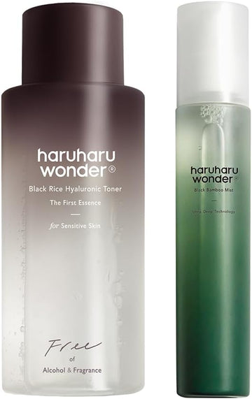 Haruharu Wonder Black Rice Hyaluronic Toner For Sensitive Skin & Black Bamboo Mist Bundle
