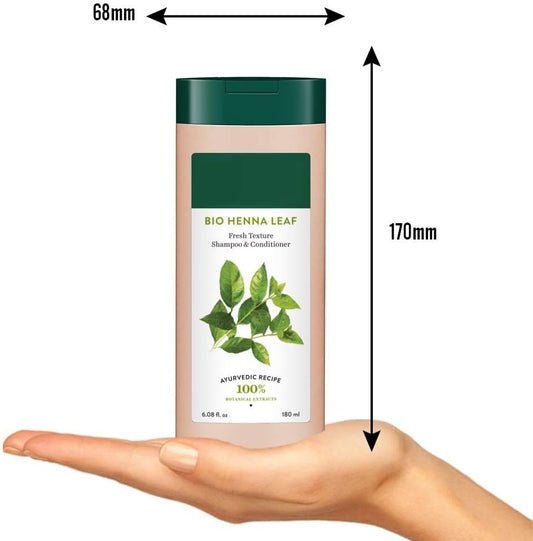 Bio Henna Leaf Fresh Texture Shampoo & Conditioner | Enhances Hair Texture & Adds Natural Volume | Strengthens & Conditions | 100% Botanical Extracts | Suitable For All Hair Types | 180Ml