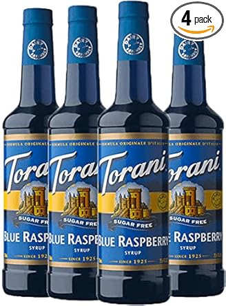 Torani Sugar-Free Syrup, Blue Raspberry, 25.4 Fl Oz Bottle (Pack Of 4)