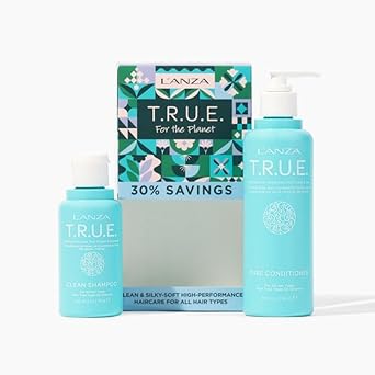 L'Anza True Duo Hair Kit, Clean Shampoo & Pure Conditioner, Anti Frizz, Fragrance Free, Color Safe, Vegan & Cruelty Free, Silicone Free Hair Care Kit, In Gift Box (2/8 Fl Oz)