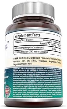 Amazing Formulas DHEA 50mg Per Serving of 2 Tablets Supplement | 25mg Per Pill | Non-GMO | Gluten Free | Made in USA (120 Count)