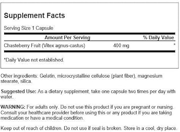 Swanson Chasteberry Fruit - Herbal Supplement Promoting Women's Health & Menopausal & Menstrual Support - May Support Balance & Skin Health - (120 Capsules, 400mg Each) : Health & Household