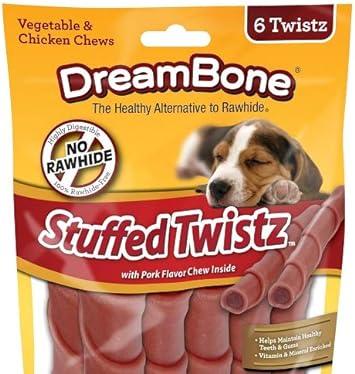 DreamBone Pork Stuffed Twistz Dog Chew, 6 pieces/pack (DBST-02164)