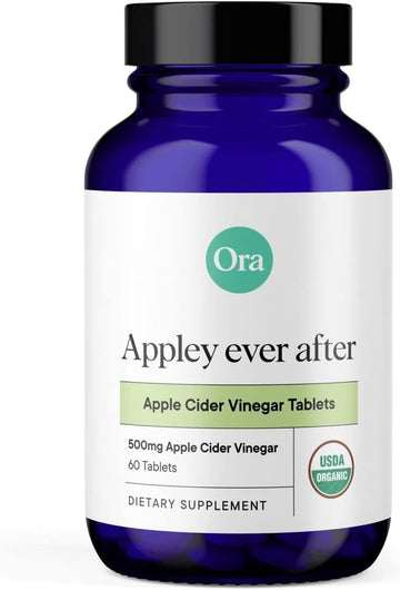 Ora Organic Apple Cider Vinegar Pills - Acv Metabolism Booster, Detox Cleanse, Weight Management - Organic Apple Flavor, 1 Month Supply, 60 Vegan Tablets