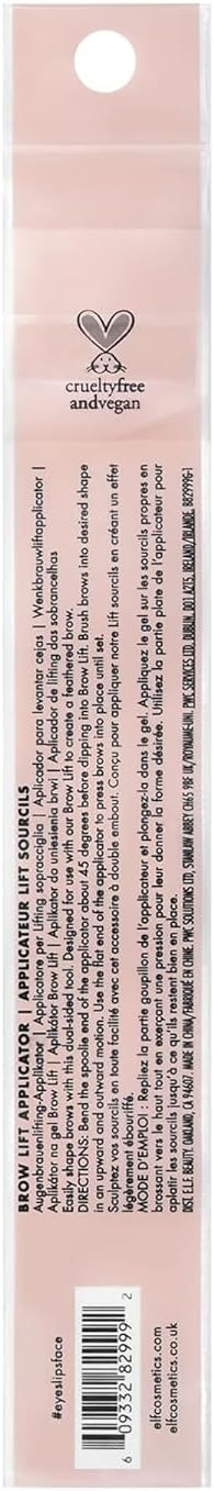 E.L.F. Cosmetics Brow Lift Applicator, Dual-Ended Eyebrow Brush For Grooming & Lifting Brows & Applying Brow Wax, Creates A Fluffy Feathered Look, Black