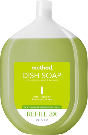 Method Dish Soap, Refill, Lime + Sea Salt, Recylable Bottle, Biodegradable Formula, Tough on Grease, 54 Fl Oz (Pack of 1)