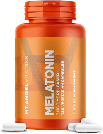Mt. Angel Vitamins - Melatonin, 3Mg Time Released (120 Vegetarian Capsules)